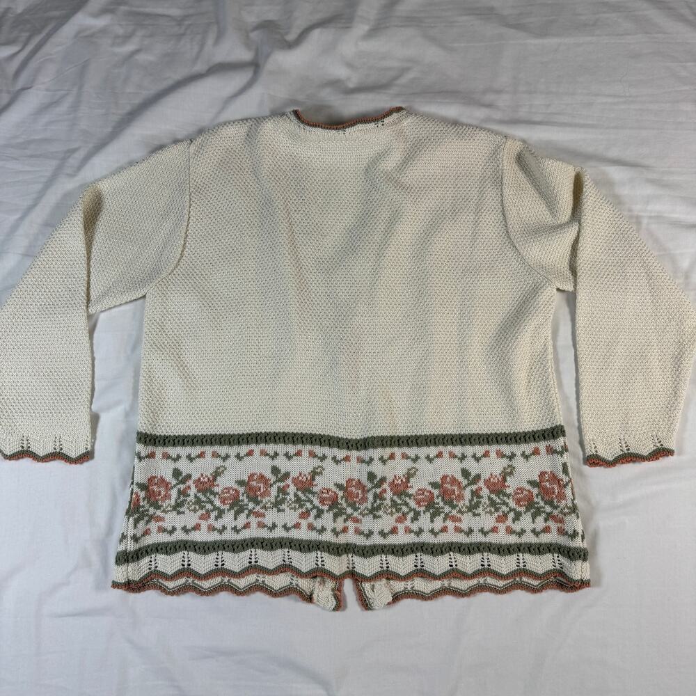 Vintage Cricket Lane Petite M Floral Knit Cardigan Cottagecore Pearl Buttons - Picture 3 of 10